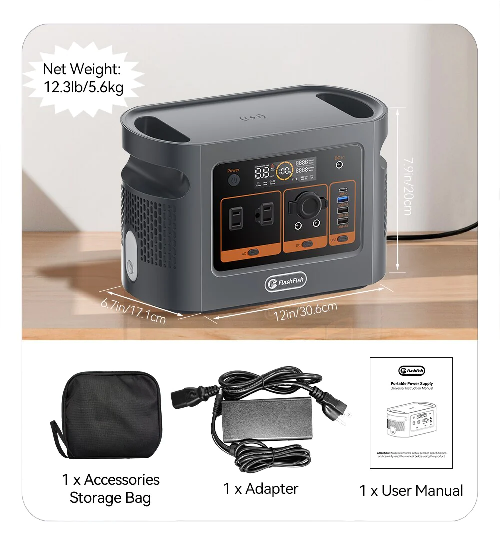 FlashFish QE01D UPS Portable Power Station丨600W 448Wh