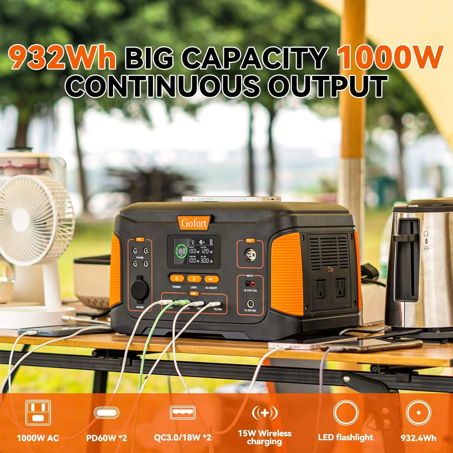 Gofort J1000Plus Portable Power Station | 1000W 932Wh