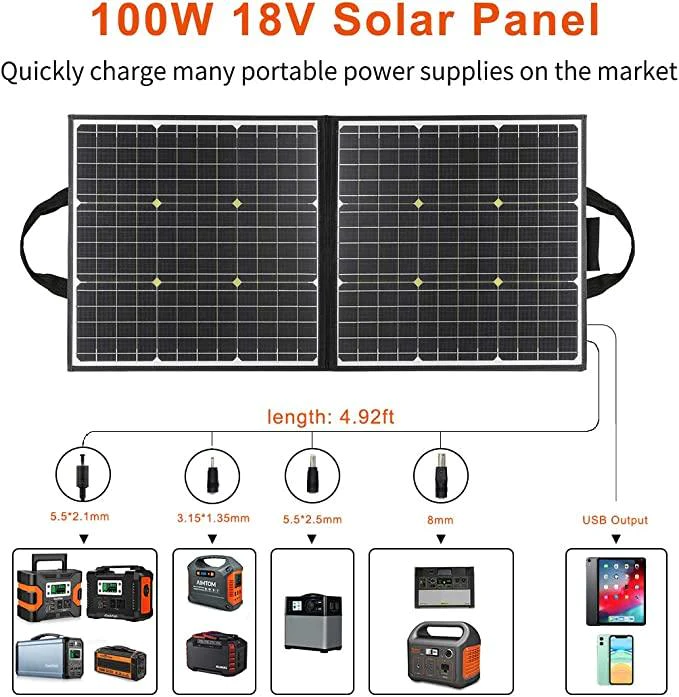 FlashFish SP100 Portable Solar Panel | 100W/18V