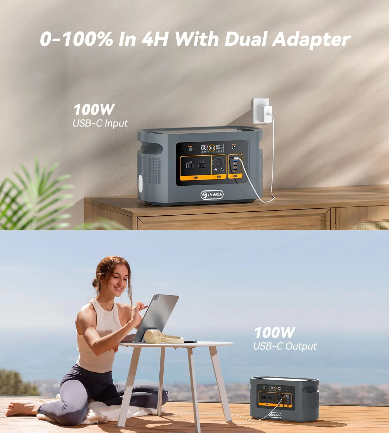 FlashFish QE02D UPS Portable Power Station | 1200W 1008Wh