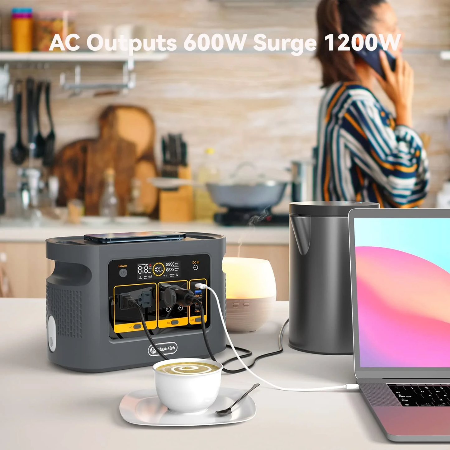 FlashFish QE01D UPS Portable Power Station丨600W 448Wh