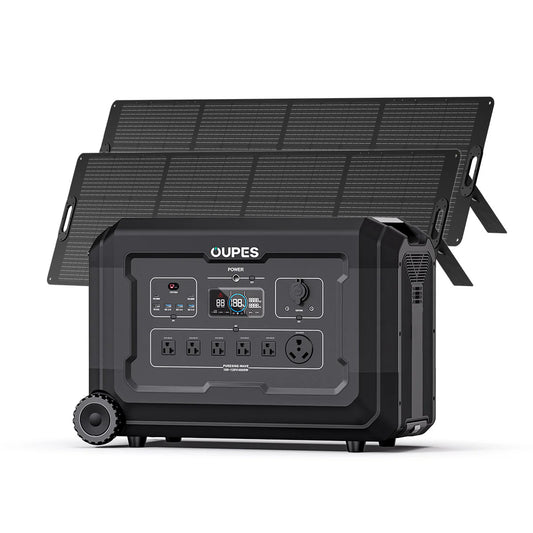 OUPES MEGA 3 Home Backup & Portable Power Station + 240W Solar Panels*2
